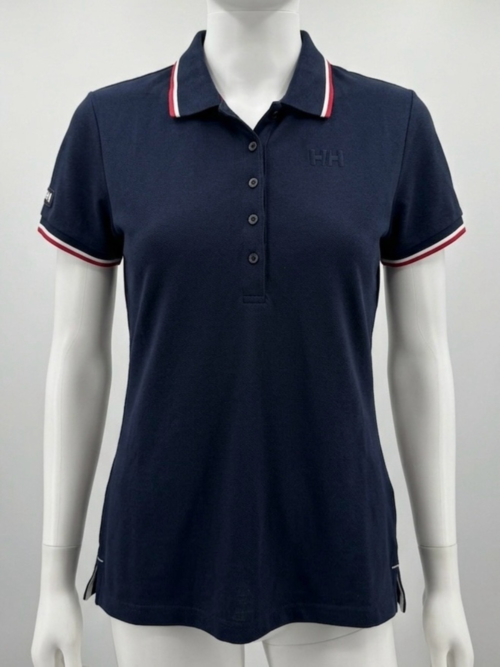 Helly Hansen Women's Navy Blue Quick-Dry Polo Shirt Red/White Trim Size L